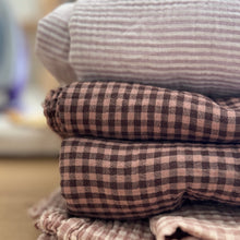 Load image into Gallery viewer, 1/2 Yard Organic Cotton Double Gauze - Espresso/Fawn Gingham Cotton 100% 52" Wide