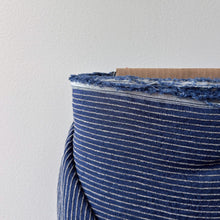 Load image into Gallery viewer, 1/2 Yard Breezeway Stripe Linen - Indigo 54" Wide