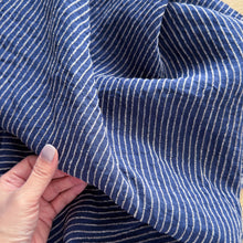 Load image into Gallery viewer, 1/2 Yard Breezeway Stripe Linen - Indigo 54" Wide