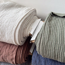 Charger l'image dans la galerie, 1/2 Yard Breezeway Stripe Linen - Verde 54" Wide