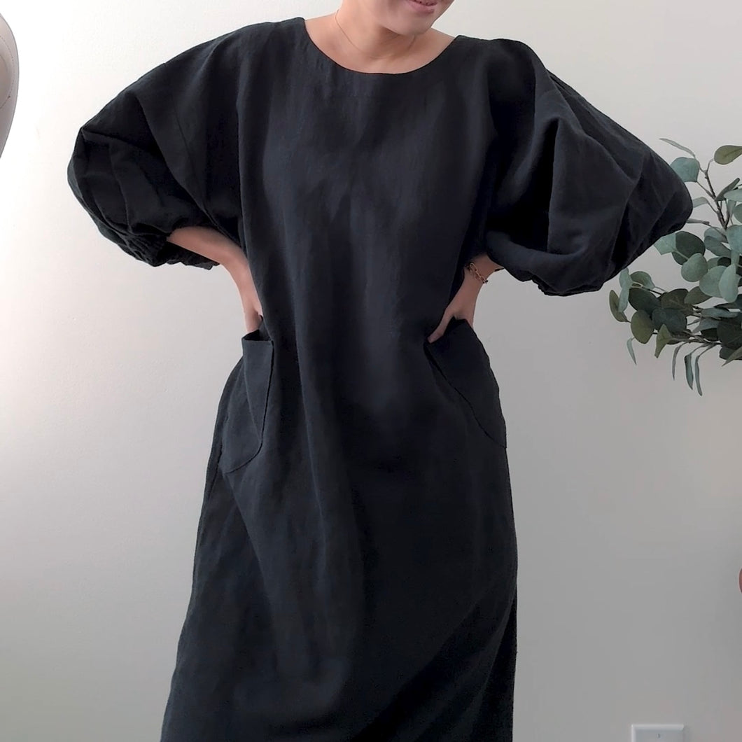 [HANDMADE] Infit Dress - Linen Cotton Twill in Black XS - L