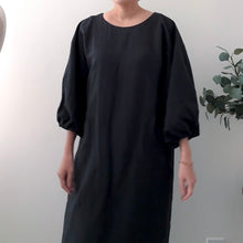 Load image into Gallery viewer, 1/2 Yard SS LINEN - Washed Linen Organic Cotton Twill - Black 54" Wide