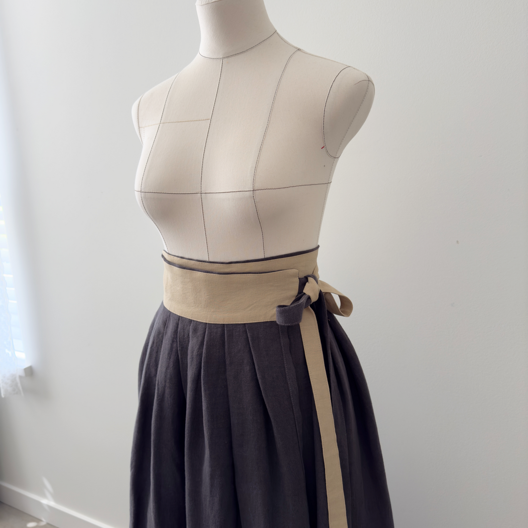 [HANDMADE] Heavy Linen Twill Hanbok Wrap Skirt - Iron