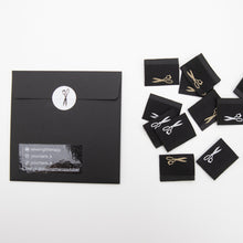 Charger l'image dans la galerie, Fabric Shears Sewing Labels - THE BLACK from Sewing Therapy (10 Labels in each envelope)