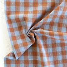 Load image into Gallery viewer, 1/2 Yard Dobby Hearts Gingham Cotton in Riviera 54" Wide