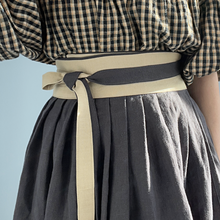 Load image into Gallery viewer, [HANDMADE] Heavy Linen Twill Hanbok Wrap Skirt - Iron

