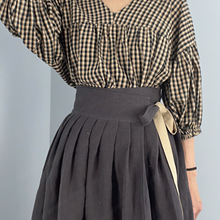 Load image into Gallery viewer, [HANDMADE] Heavy Linen Twill Hanbok Wrap Skirt - Iron
