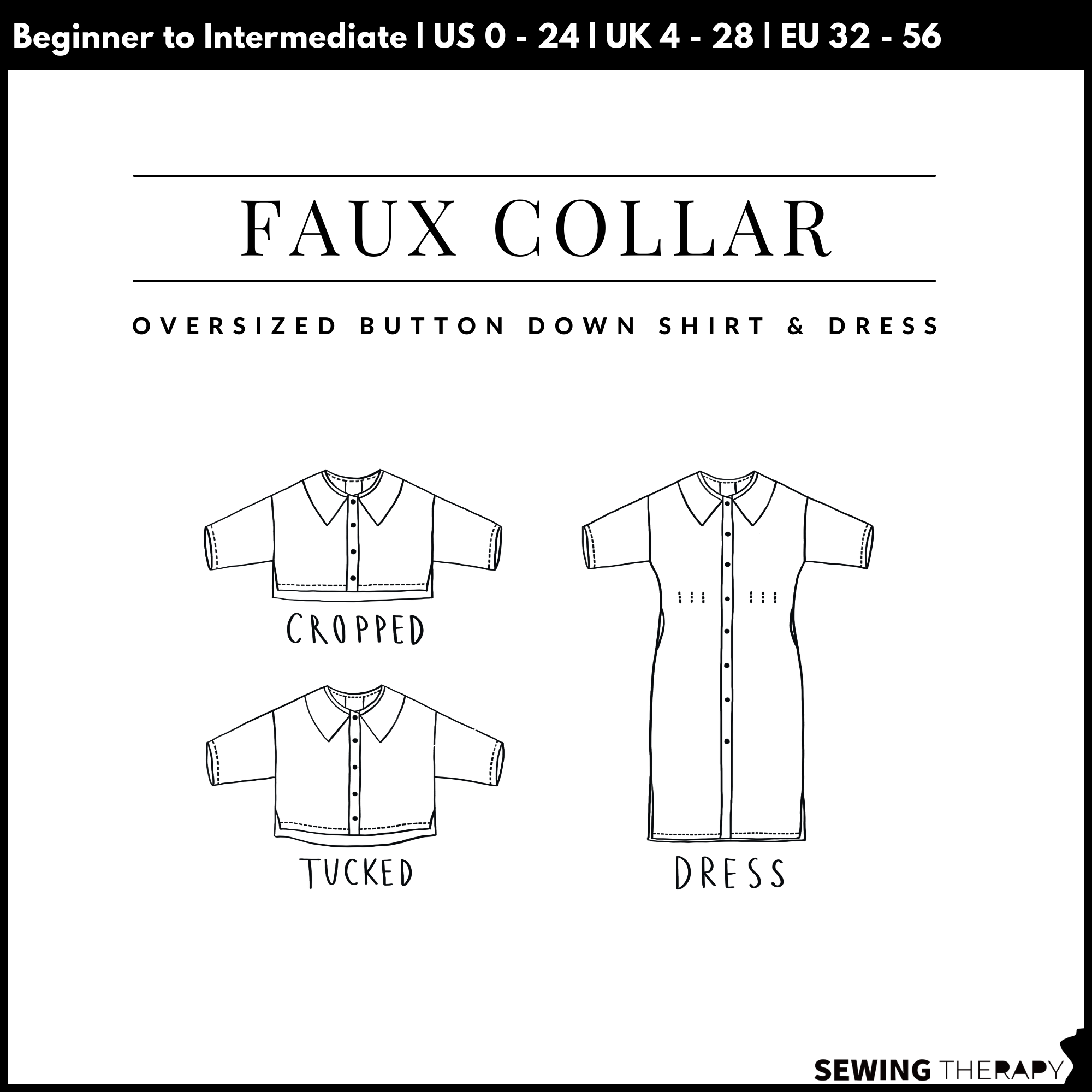 PDF Faux Collar Shirt and Dress Pattern - Sewing Therapy – Two O