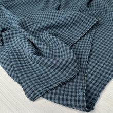 Load image into Gallery viewer, 1/2 Yard Organic Cotton Double Gauze - Midnight/Denim Gingham Cotton 100% 52" Wide