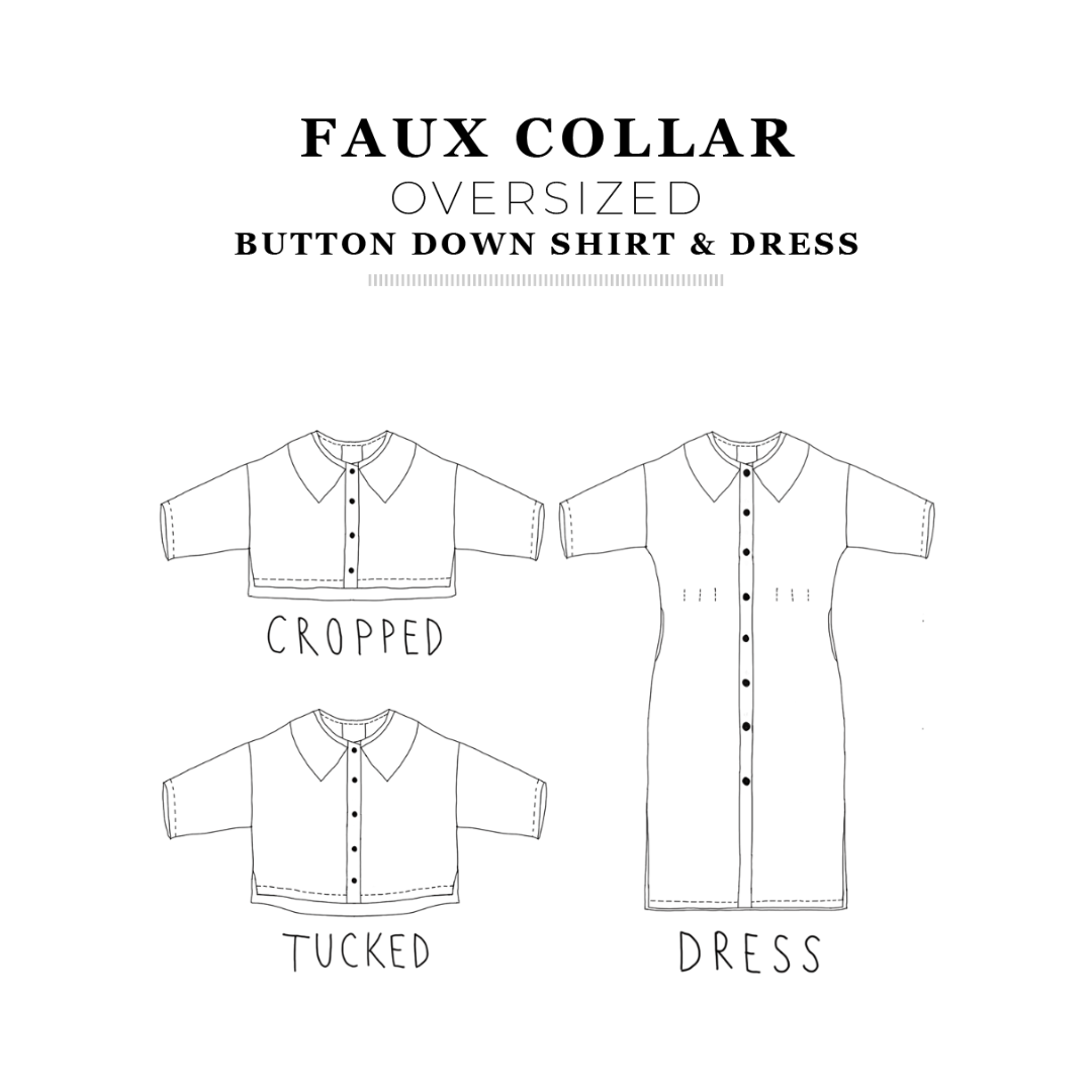 PDF Faux Collar Shirt and Dress Pattern Sewing Therapy Two O Nine Fabric