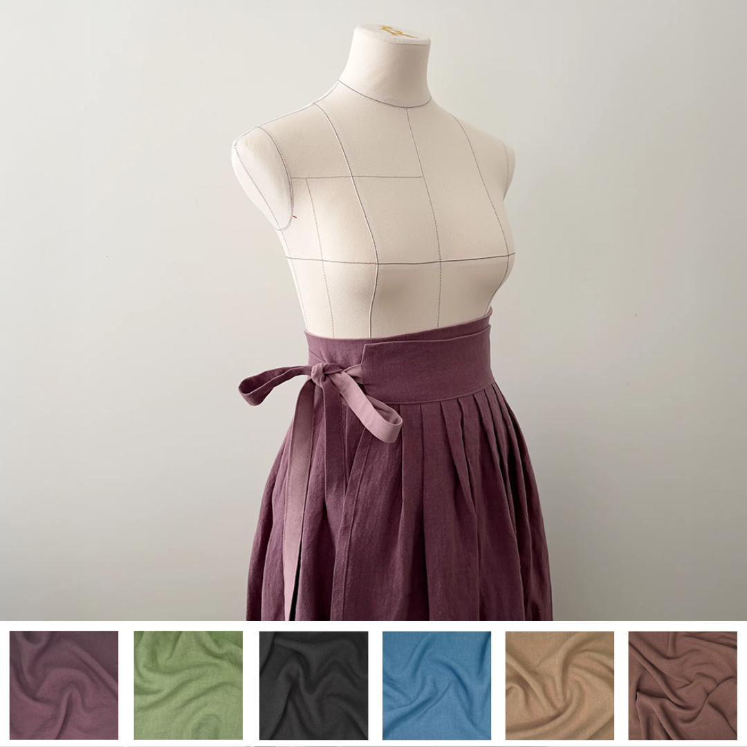 bohemian seoul PLEATED WRAP SKIRT Mサイズ HANDMADE] Real Linen Hanbok Wrap Skirt - 6 Colours – Two O Nine Fabric