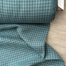 Charger l'image dans la galerie, 1/2 Yard Sunday Check Yarn-dyed Cotton Linen in Muted Teal Gingham 54" Wide