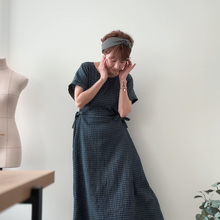 Load image into Gallery viewer, 1/2 Yard Organic Cotton Double Gauze - Midnight/Denim Gingham Cotton 100% 52" Wide