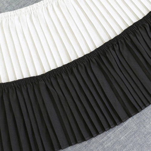 1 Yard PINO Cotton Pleat Lace Trim - Large 12cm Wide (Black/White) - Two O Nine Fabric