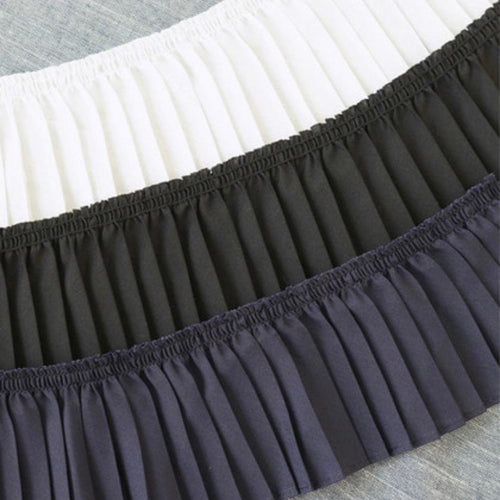 1 Yard PINO Cotton Pleat Lace Trim - Medium 7cm Wide (Black/White) - Two O Nine Fabric