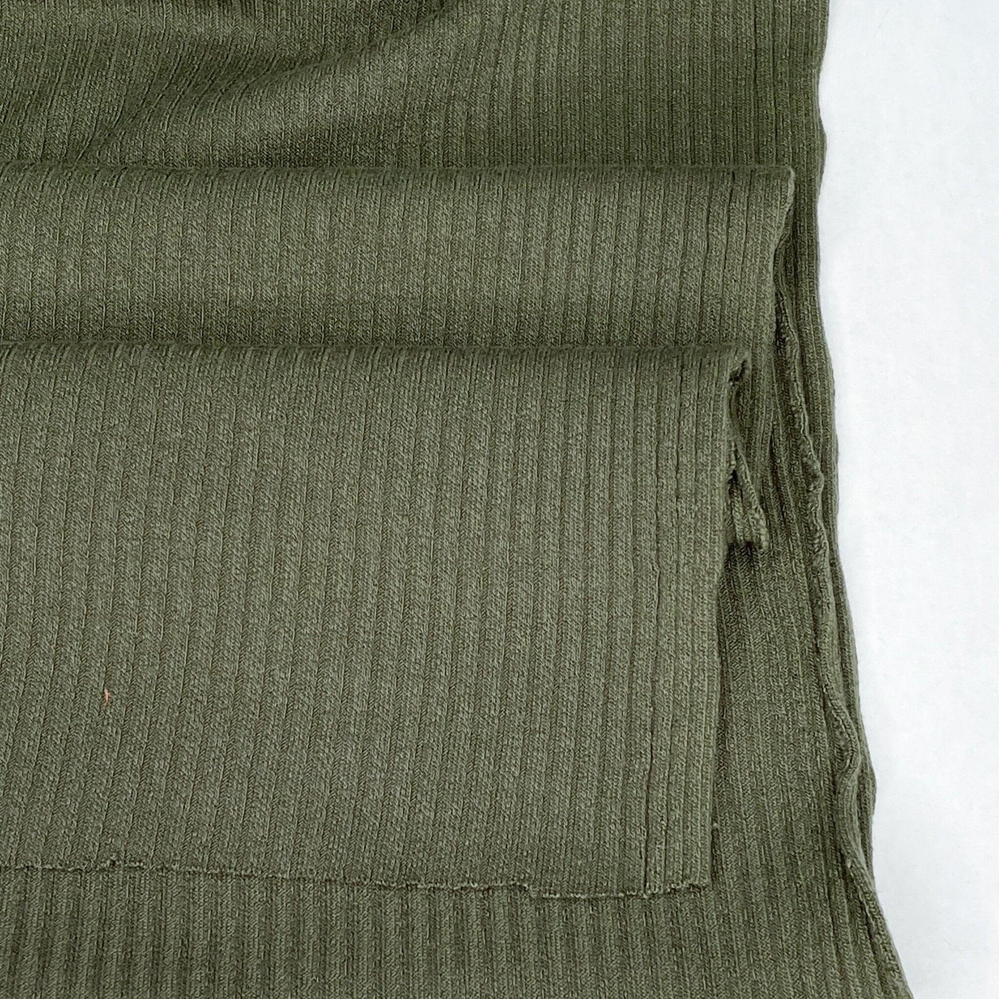 1/2 Yard Rib Knit Rayon Blend (Poly 70 Rayon 27 Spandex 3) - Army 48 Wide