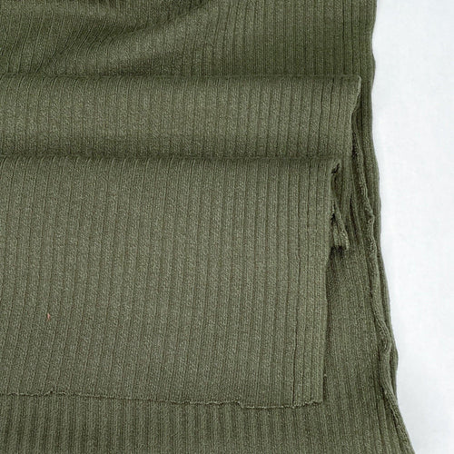 1/2 Yard Rib Knit Rayon Blend (Poly 70 Rayon 27 Spandex 3) - Army 48
