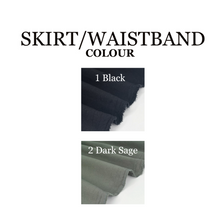 Charger l&#39;image dans la galerie, [HANDMADE] Cotton Hanbok Wrap Skirt - Dark Sage &amp; Black
