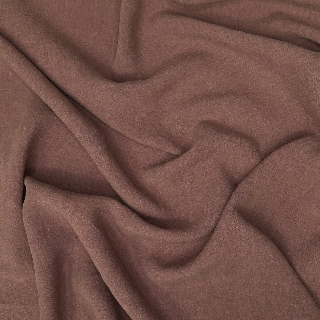 1/2 Yard REAL LINEN - Antique Wash Finish Linen - Mocha 54