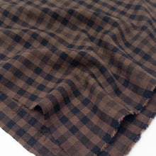 Load image into Gallery viewer, 1/2 Yard Sunday Check Yarn-dyed Cotton Linen in Coffee Bean Gingham 54" Wide
