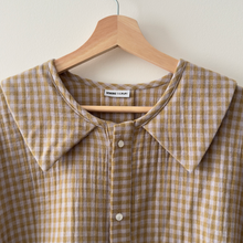 Charger l&#39;image dans la galerie, [HANDMADE] Faux Collar Tucked Version Shirt - Double Gauze in Checks XS - 3XL
