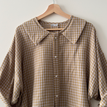 Charger l&#39;image dans la galerie, [HANDMADE] Faux Collar Tucked Version Shirt - Double Gauze in Checks XS - 3XL
