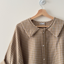 Charger l&#39;image dans la galerie, [HANDMADE] Faux Collar Tucked Version Shirt - Double Gauze in Checks XS - 3XL
