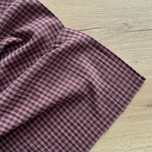 Load image into Gallery viewer, 1/2 Yard Organic Cotton Double Gauze - Plum Gingham Cotton 100% 52" Wide
