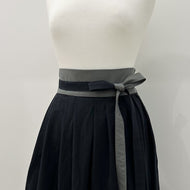 [HANDMADE] Cotton Hanbok Wrap Skirt - Dark Sage & Black