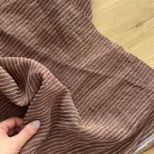 Load image into Gallery viewer, 1/2 Yard Breezeway Stripe Linen - Cocoa 54" Wide
