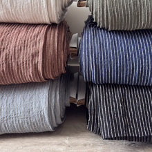 Load image into Gallery viewer, 1/2 Yard Breezeway Stripe Linen - Black 54" Wide
