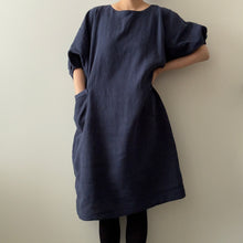 Load image into Gallery viewer, 1/2 Yard REAL LINEN - Antique Wash Finish Linen - Navy 54&quot; Wide
