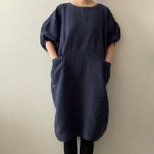 Load image into Gallery viewer, 1/2 Yard REAL LINEN - Antique Wash Finish Linen - Navy 54&quot; Wide
