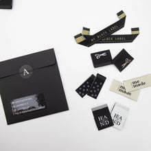 Load image into Gallery viewer, Assorted Sewing Labels - THE BLACK from Sewing Therapy (10 Labels in each envelope)
