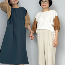 Load image into Gallery viewer, [HANDMADE] Two-Tone Infit Dress - Linen Cotton Twill XL - 3XL
