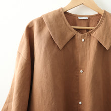 Charger l&#39;image dans la galerie, [HANDMADE] Faux Collar Tucked Version Shirt - Linen Twill XS - L
