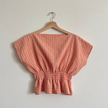 Charger l&#39;image dans la galerie, 1/2 Yard Organic Cotton Double Gauze - Coral/White Windowpane Cotton 100% 52&quot; Wide
