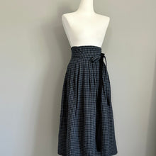 Load image into Gallery viewer, [HANDMADE] Double Gauze Hanbok Wrap Skirt - Midnight Navy Gingham
