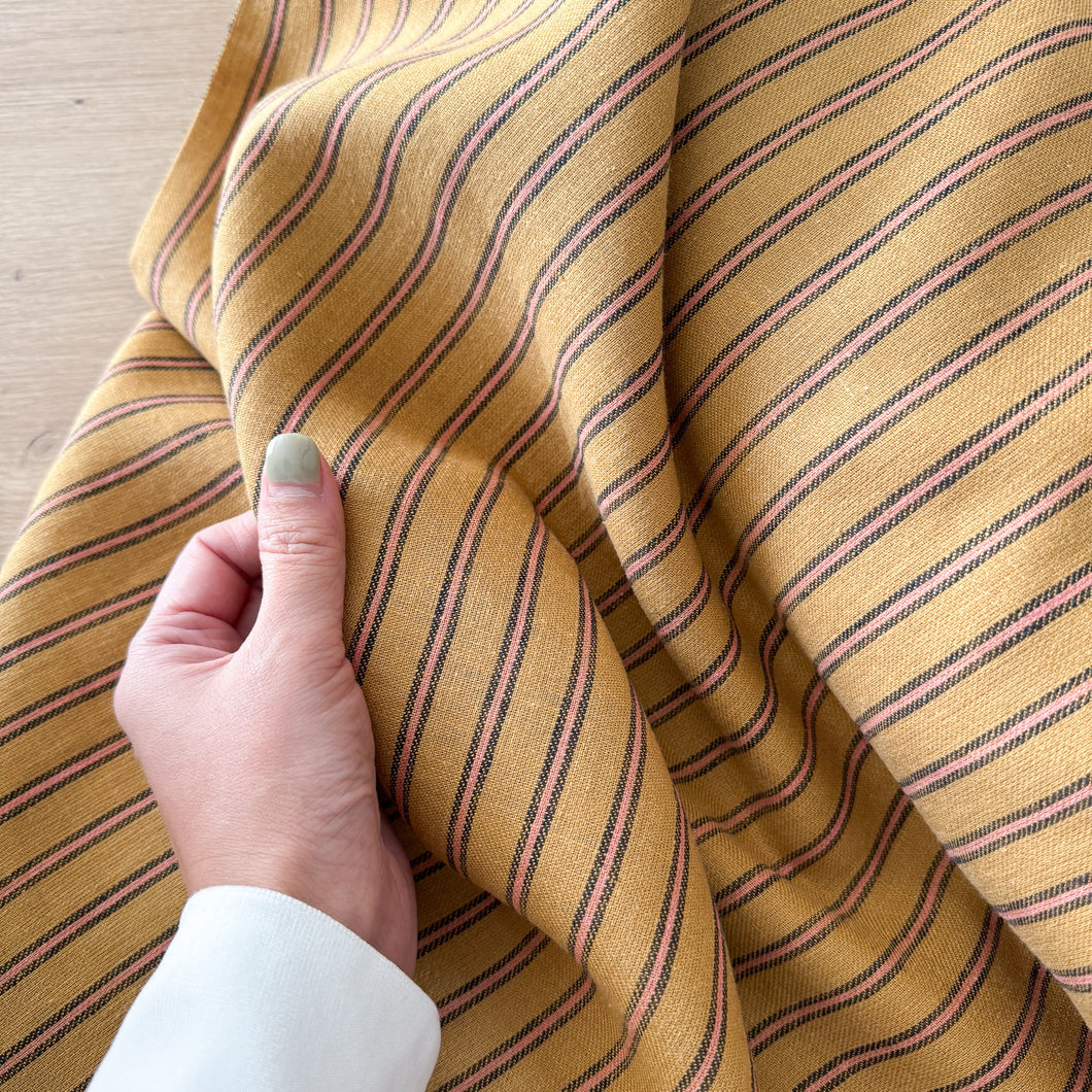 1/2 Yard Ethereal Stripe Linen - Amber 54
