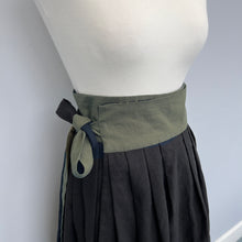 Load image into Gallery viewer, [HANDMADE] Cotton Hanbok Wrap Skirt - Dark Sage &amp; Black
