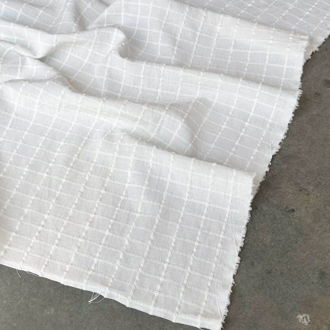 1/2 Yard Frame Cotton Blend Jacquard - Milk Windowpane 55