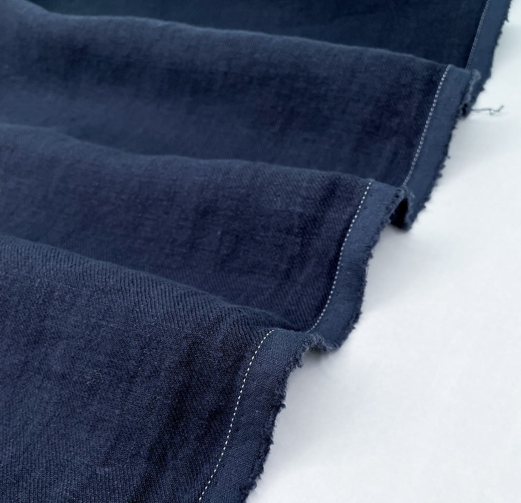 1/2 Yard FW LINEN - Sand Washed Heavy Linen Twill - Navy 54