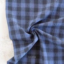 Load image into Gallery viewer, 1/2 Yard Dobby Hearts Gingham Cotton in Blueberry 54&quot; Wide
