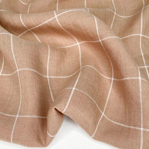 1/2 Yard *Project Fabric* Yarn-Dyed Linen Large Windowpane in Mink 54