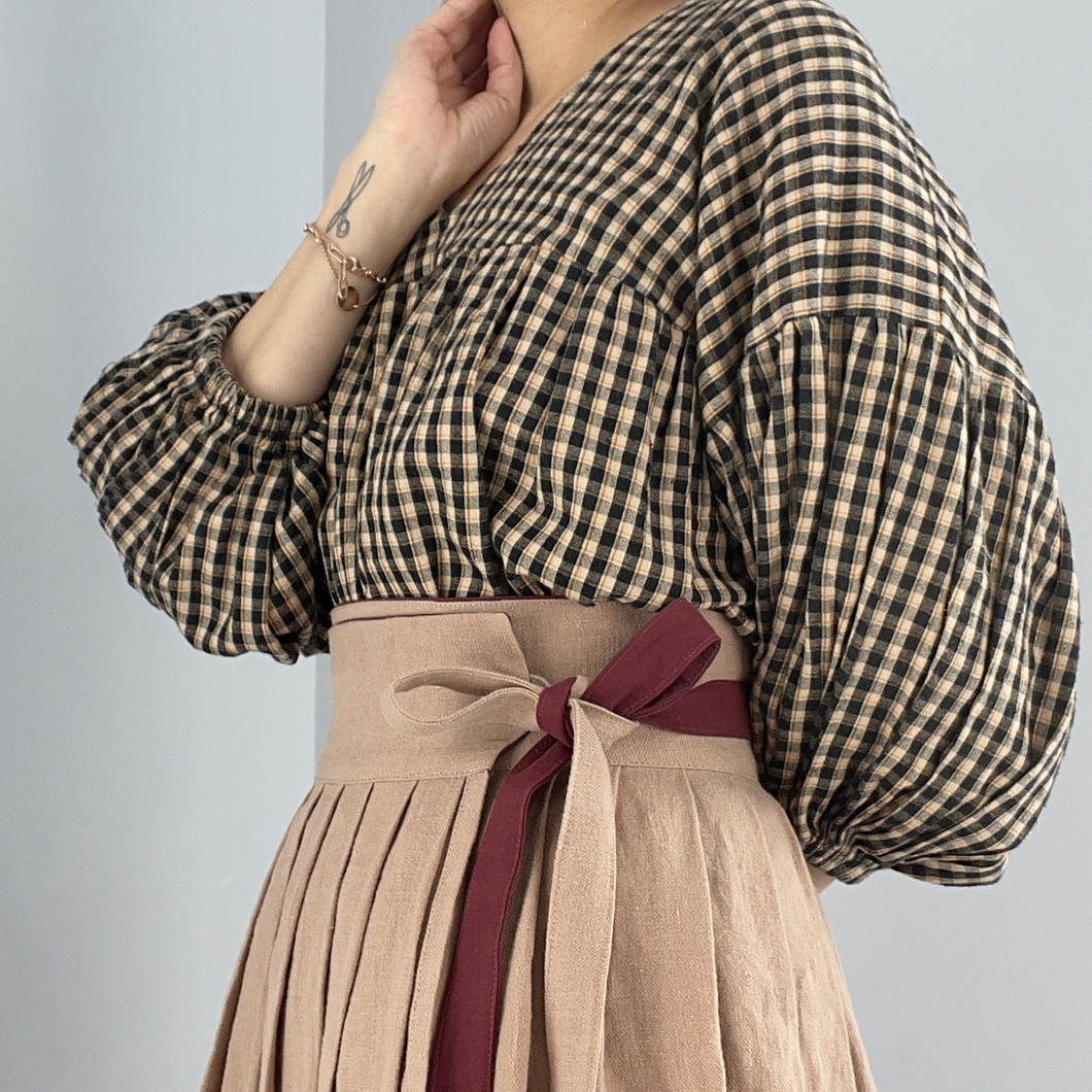 [HANDMADE] Heavy Linen Twill Hanbok Wrap Skirt - Fawn