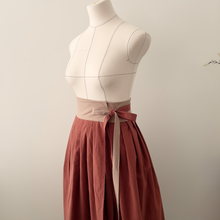 Load image into Gallery viewer, [HANDMADE] Cotton Hanbok Wrap Skirt - Red Brick &amp; Walnut

