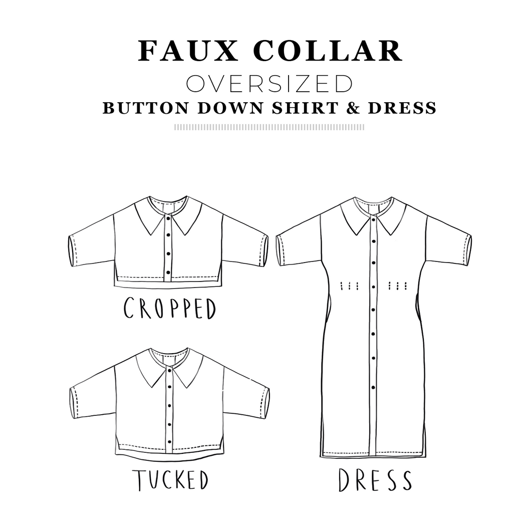 PDF Faux Collar Shirt and Dress Pattern - Sewing Therapy