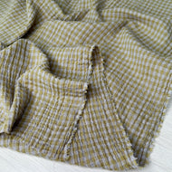 1/2 Yard Organic Cotton Double Gauze - Fog/Pistachio Gingham Cotton 100% 52