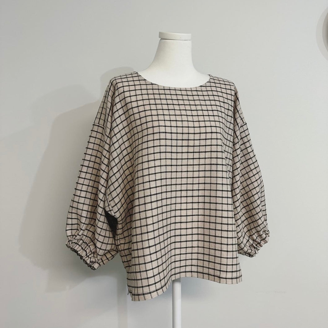 [HANDMADE] Infit Top - Grid Linen 5 Colour XS - L