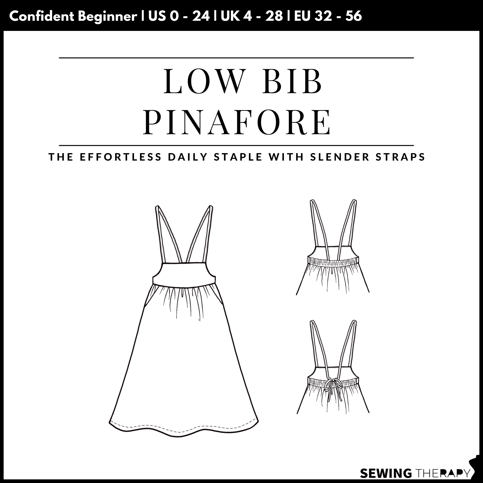 blue dress for baby girl Pinafore V-Neck Mini Dress Sewing Pattern – Patterns For Less main image 1